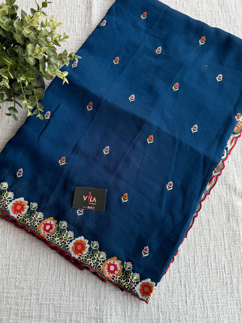 Cut work emb vichitra saree