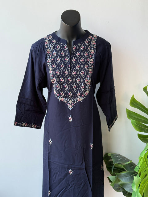 3XL Size Printed/Embroidery rayon kurti