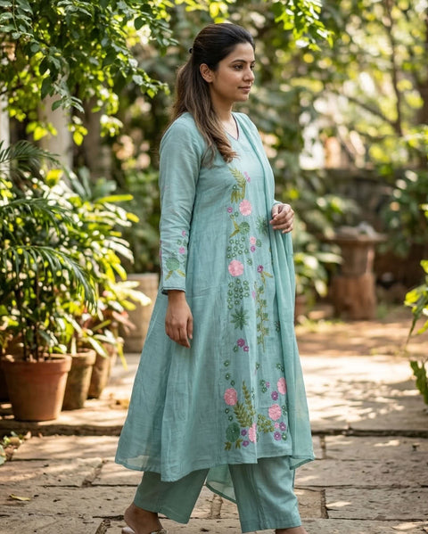 Mul chanderi Ready suit set