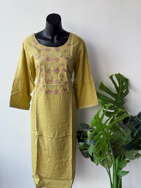 3XL Size Printed/Embroidery rayon kurti