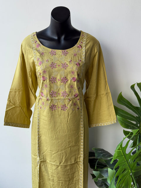 3XL Size Printed/Embroidery rayon kurti