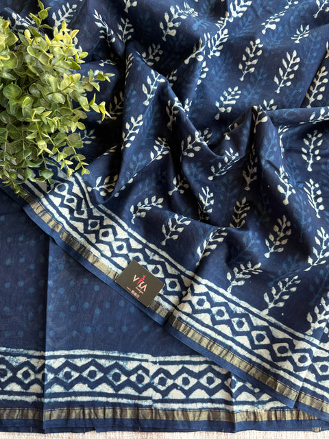 Bagru printed chanderi saree