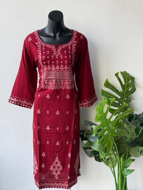 3XL Size Printed/Embroidery rayon kurti