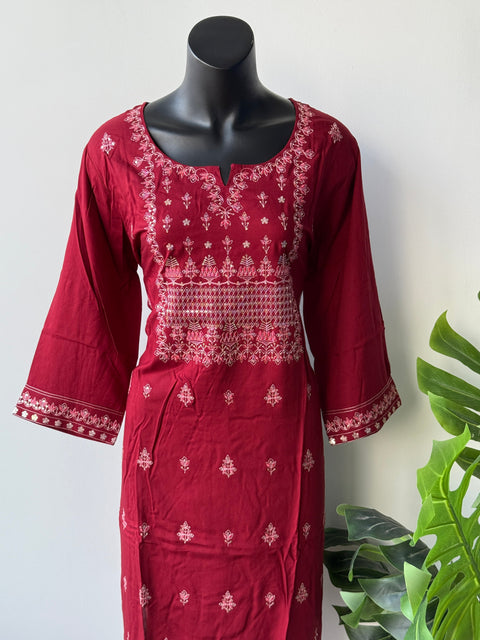 3XL Size Printed/Embroidery rayon kurti