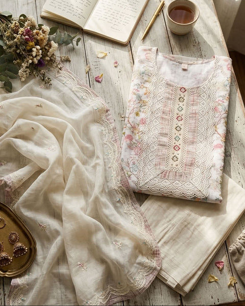 Printed cotton linen material