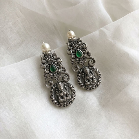 925 silver green stone earring