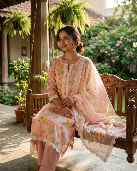 Printed muslin suit material