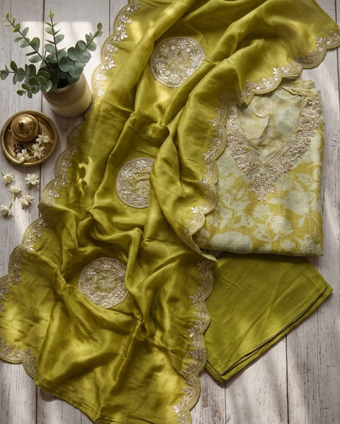 Printed Tissue silk suit material