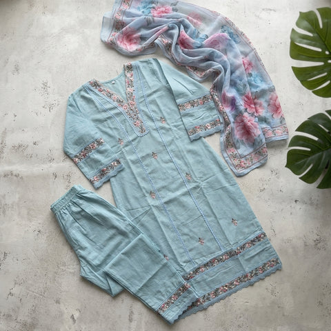Printed cotton ready suit set