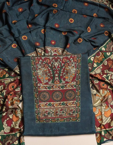 Kalamkari Printed dola silk suit material