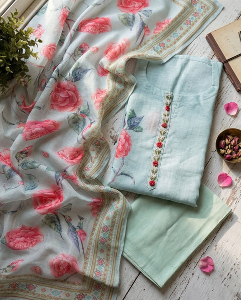 Printed linen salwar suit material