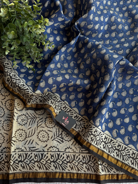 Bagru printed chanderi saree