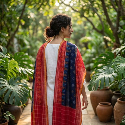 Handloom Ikat cotton dupatta