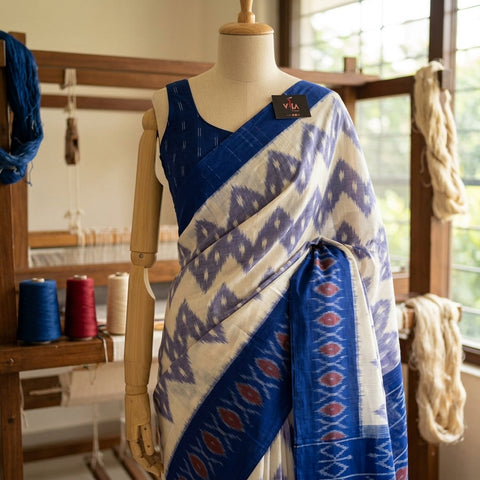 Handloom pure Ikat cotton saree