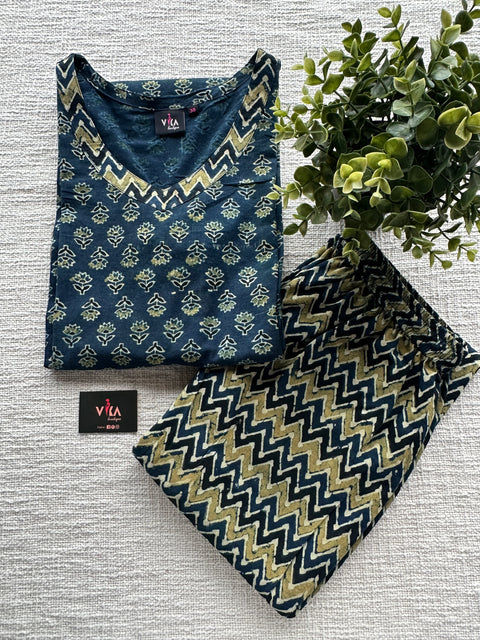 Ajrakh printed ready kurta pant