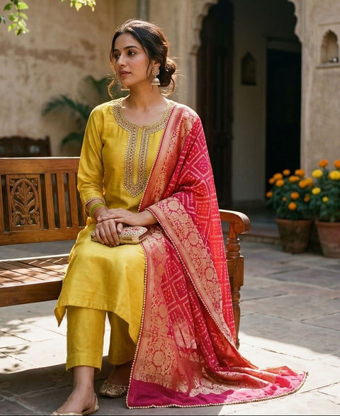 Partywear neck emb salwar material