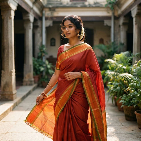 Small checked pure silk saree