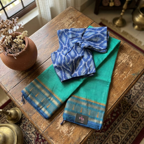 Cotton saree with Ready blouse - size 36