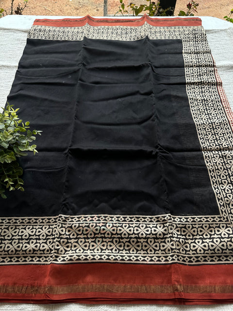 Bagru printed chanderi saree