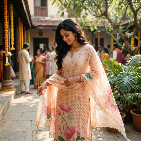 pichwai Printed linen cotton suit material
