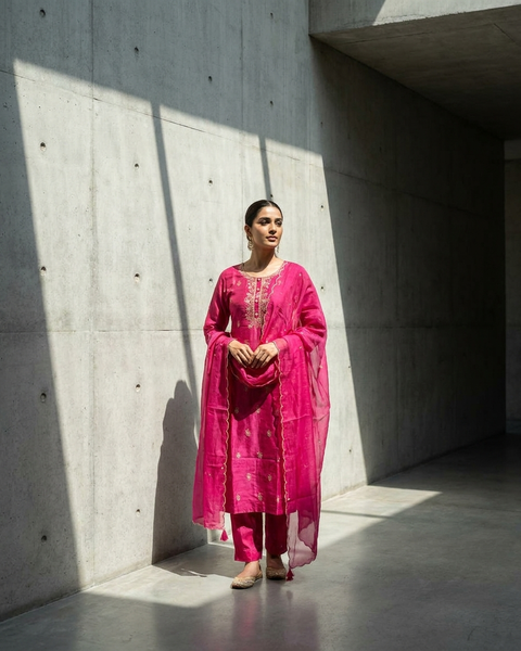 Partywear Banaras kurta pant set