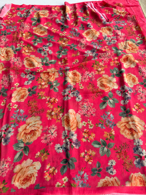 Floral printed georgette saree