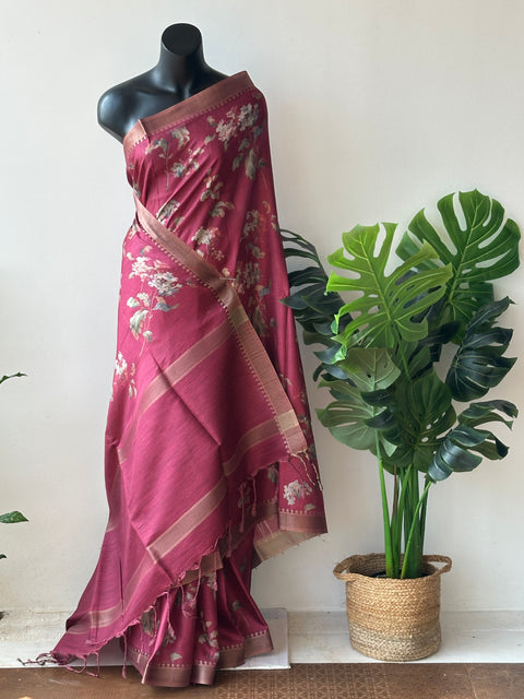 Printed Faux tussar silk saree