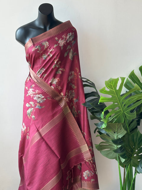 Printed Faux tussar silk saree