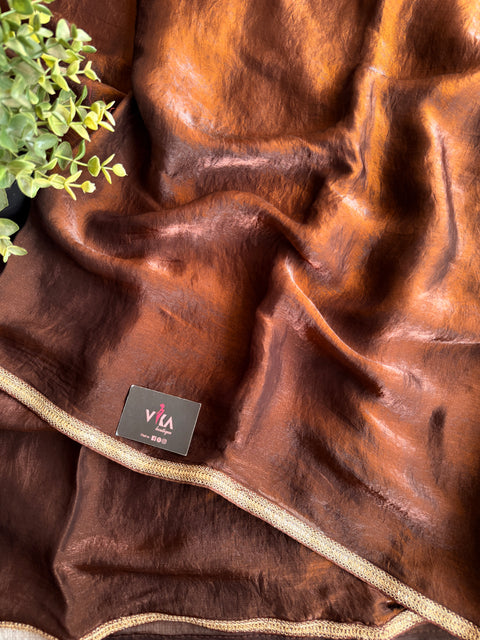 Golden brown designer saree with blouse