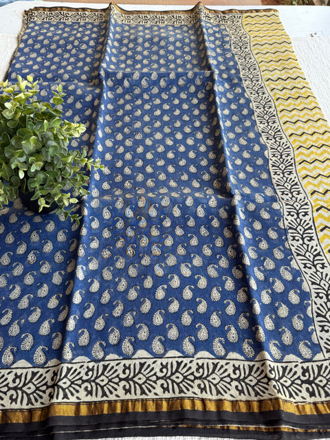 Bagru printed chanderi saree