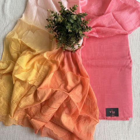 4D shaded Mul chanderi dupatta set