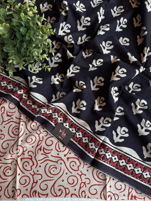 Printed mul cotton saree