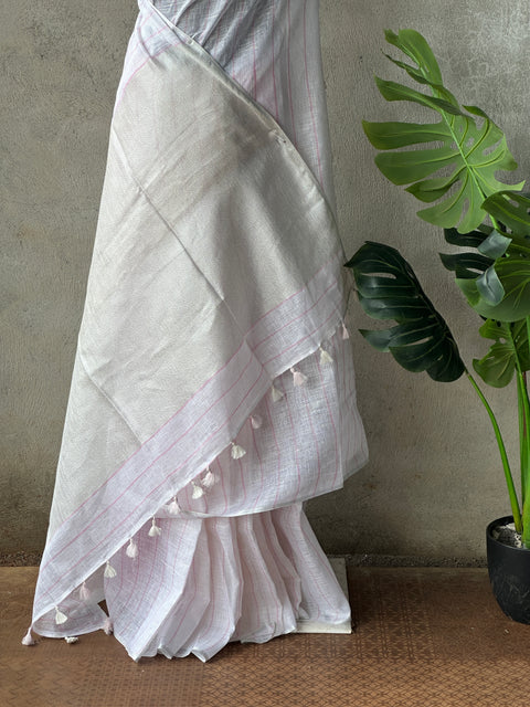 Bhagalpur Linen saree- pink