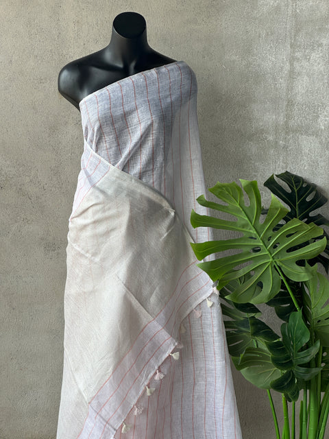 Bhagalpur Linen saree- peach