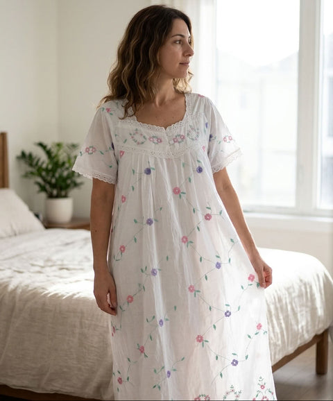 L and XL size emb celebrity cotton nighty - white