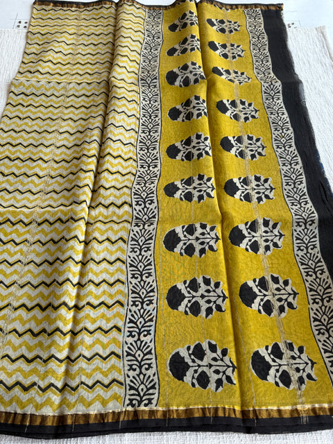 Bagru printed chanderi saree