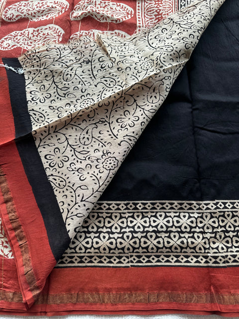 Bagru printed chanderi saree