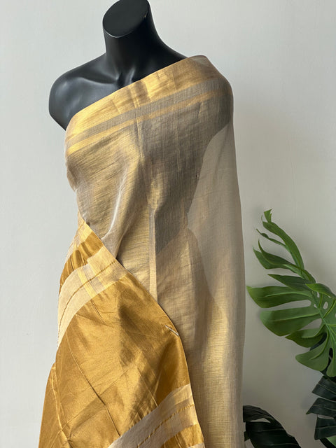 Golden tissue saree with blouse