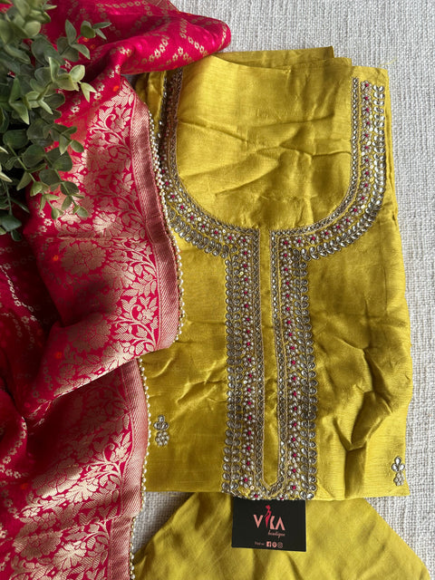 Partywear neck emb salwar material