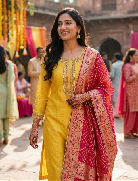Partywear neck emb salwar material