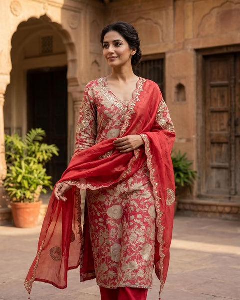Printed Tissue silk suit material