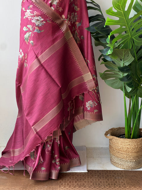 Printed Faux tussar silk saree