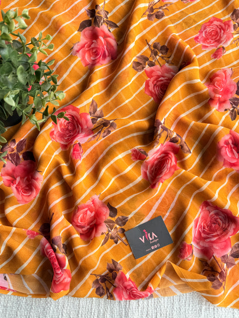 Floral printed georgette saree