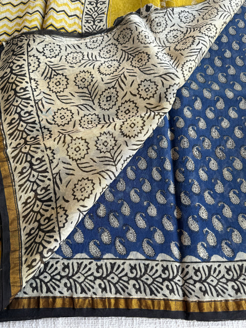 Bagru printed chanderi saree