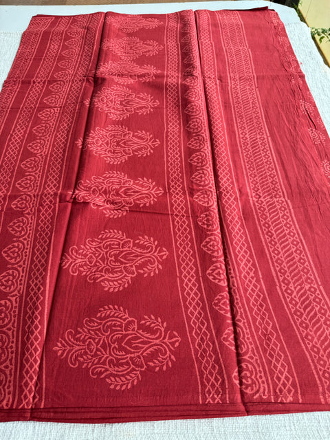 Printed mul cotton saree