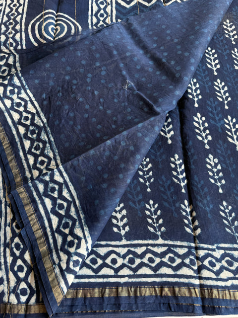 Bagru printed chanderi saree