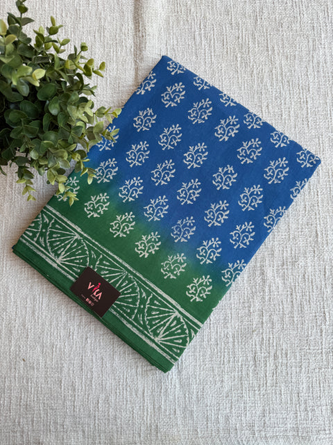 Printed mul cotton saree
