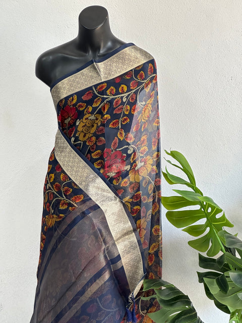 Floral printed pure Organza silk saree