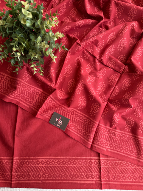 Printed mul cotton saree