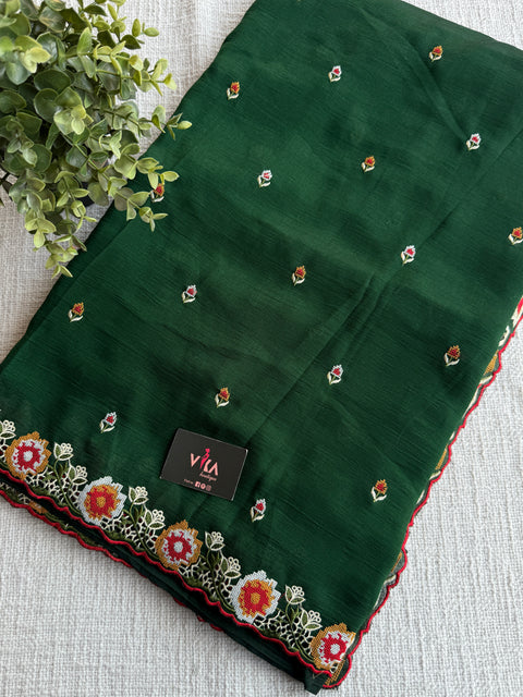 Cut work emb vichitra saree